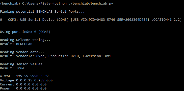How to communicate with BENCHLAB in Python